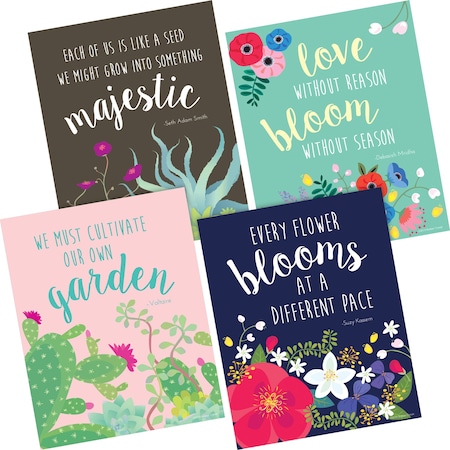 Barker Creek Believe You Can Art Prints Set, Petals & Prickles Collection, 4/Set 3113